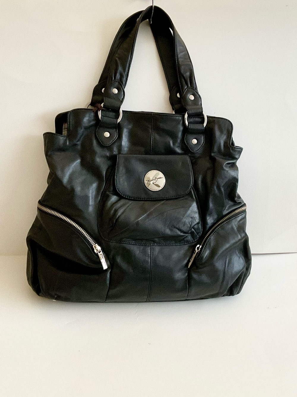 Gorgeous Junior Drake Black Soft Lamb Leather Satchel Shoulder Bag Large NEW
